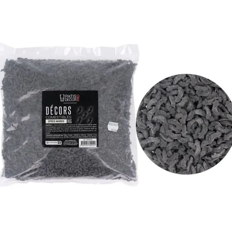 Décors comestibles épées noires 1 kg