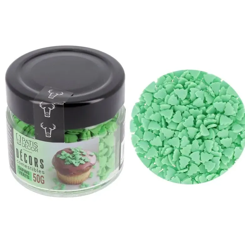 Décors comestibles sapins verts 50 g