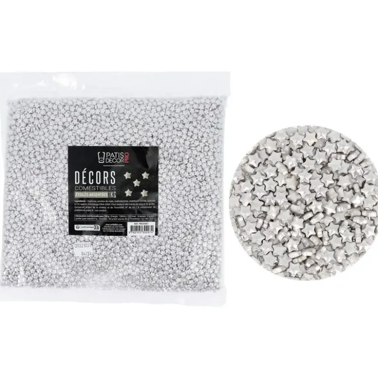 Décors comestibles étoiles argentées 1 kg