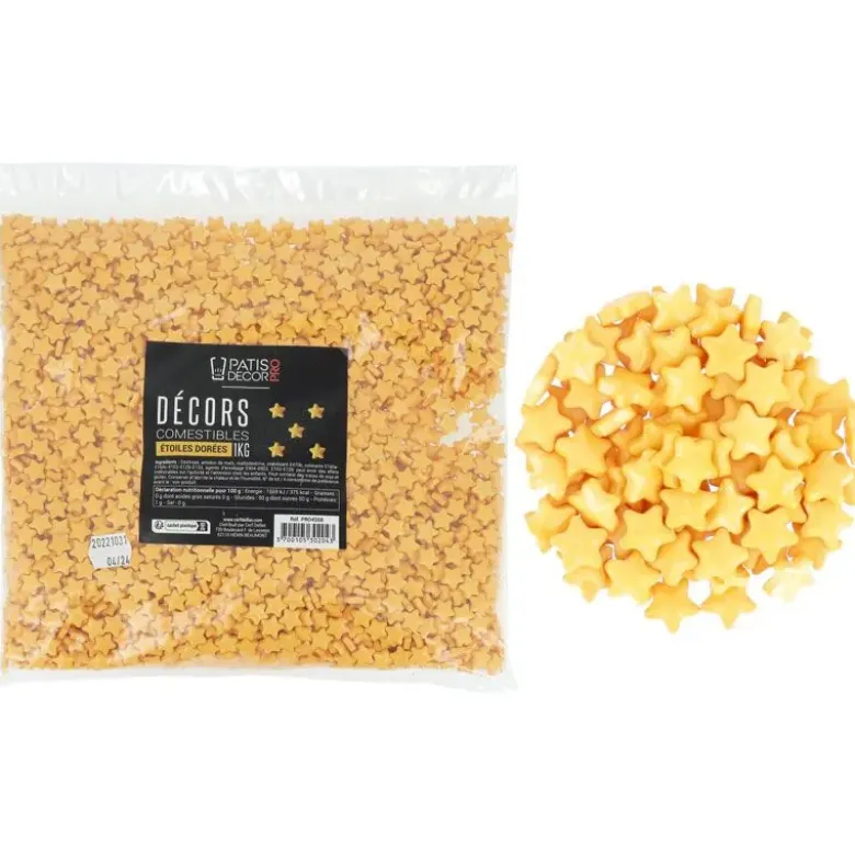 Décors comestibles étoiles dorées 1 kg