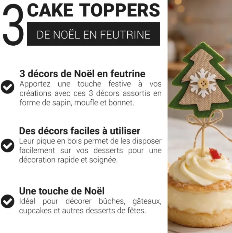 3 décors de Noël assortis en feutrine thème 3