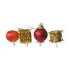 Décors de Noël assortis rouge doré sur pique (x4)