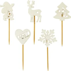 Décors de Noël en bois vintage pailleté (x50)