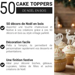 Décors de Noël en bois vintage pailleté (x50)