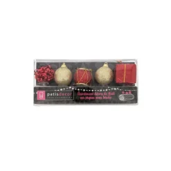 Décors de Noël sur pique assortis rouges (x5)