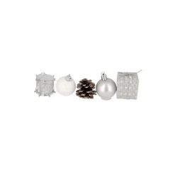 Décors de Noël sur pique assortis argent (x 5)