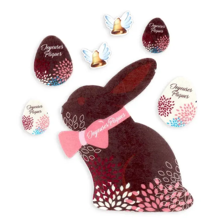 Décors en azyme assortis thème lapin de Pâques