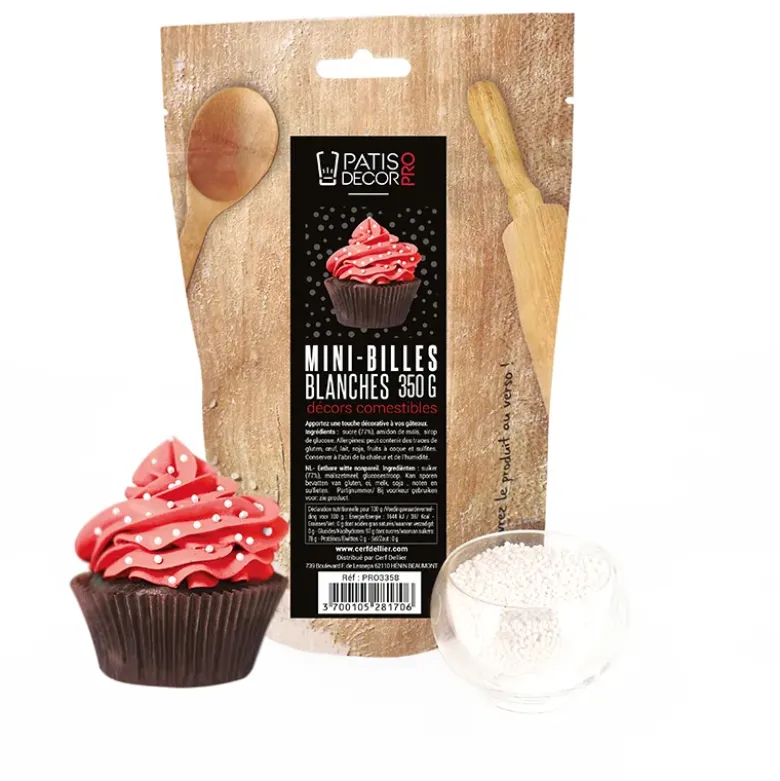 Décors mini billes blanches comestibles 350 g