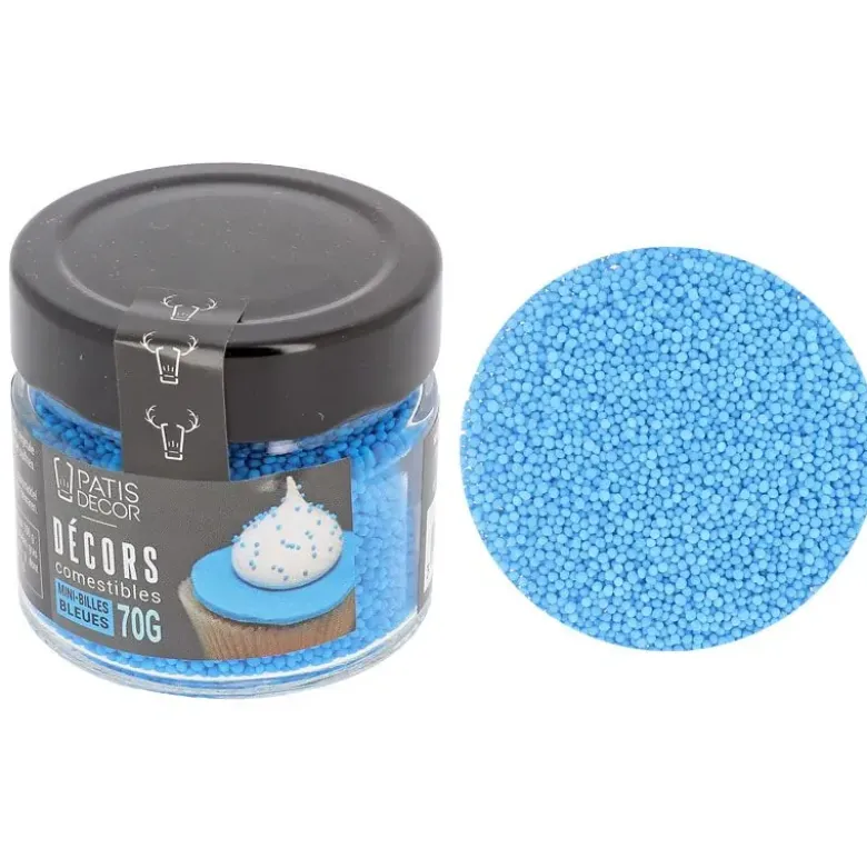 Décors mini billes comestibles bleues