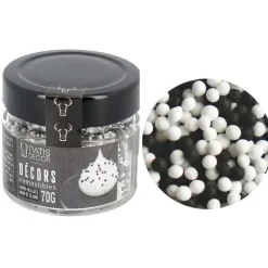 Décors mini billes noires et blanches