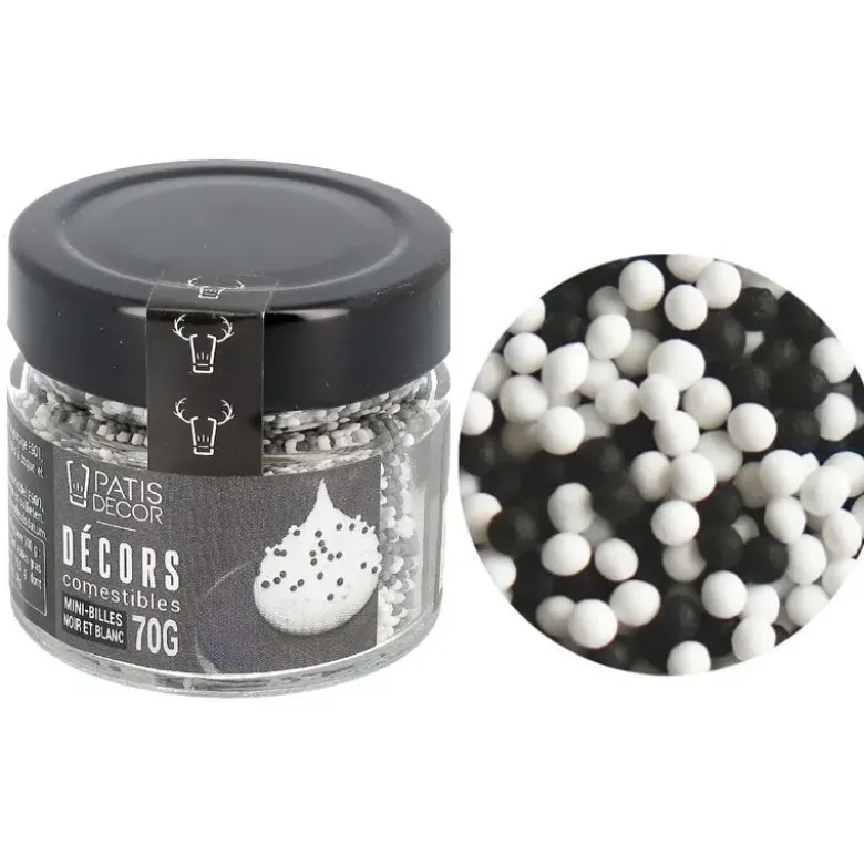 Décors mini billes noires et blanches