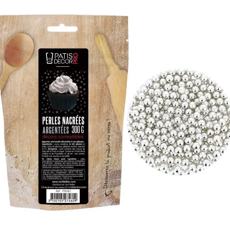 Décors perles argentées comestibles 300 g