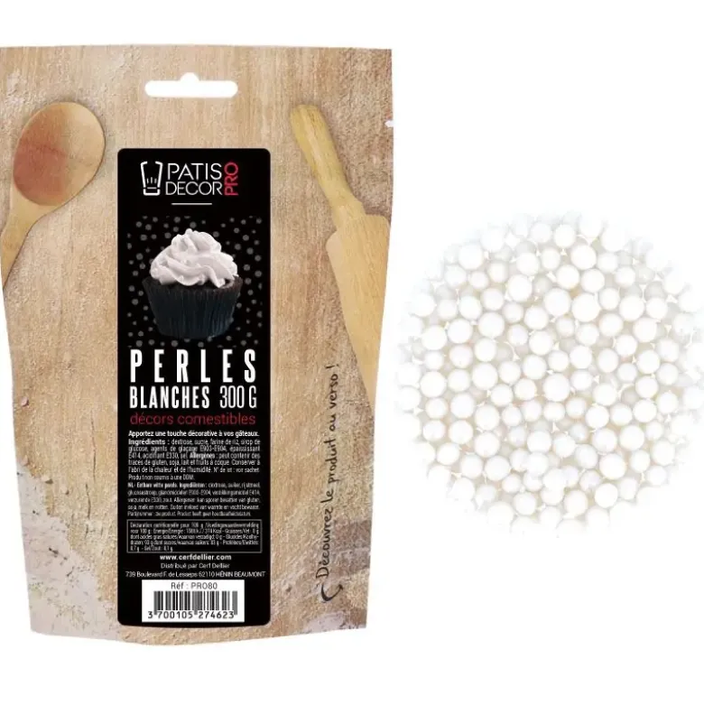 Décors perles blanches comestibles 300 g