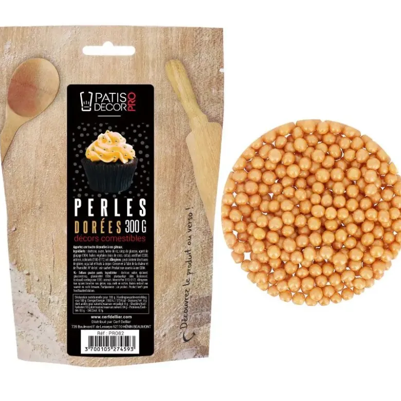 Décors perles dorées comestibles 300 g