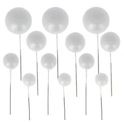 Décors à piquer de 12 boules blanches