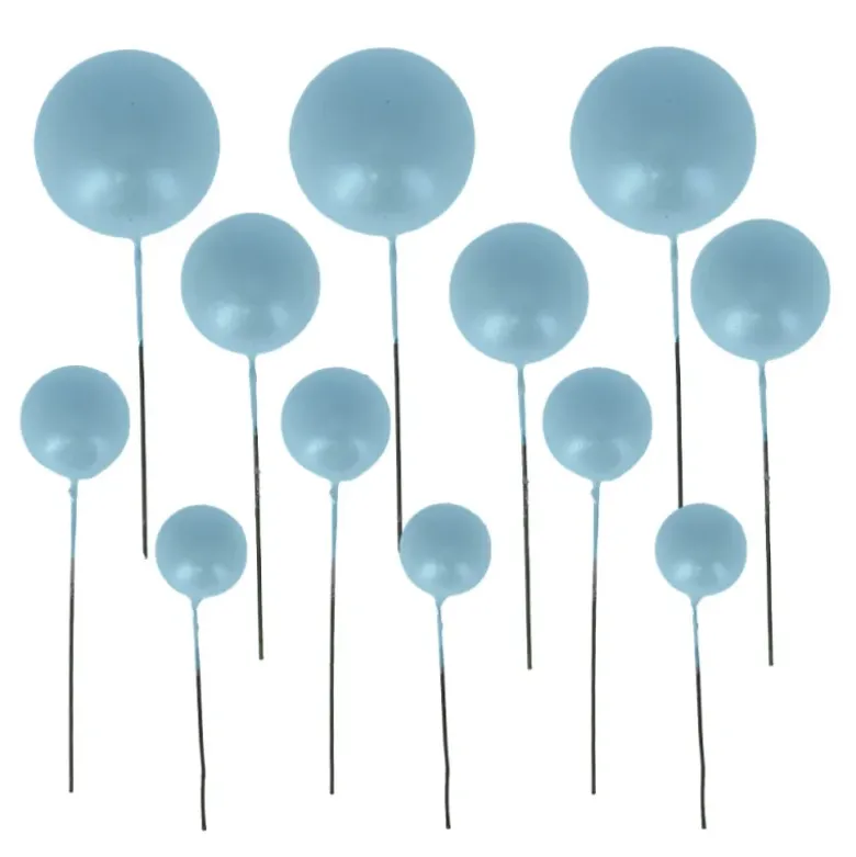 Décors à piquer de 12 boules bleues