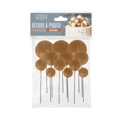 Décors à piquer de 12 boules dorées