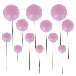 Décors à piquer de 12 boules roses