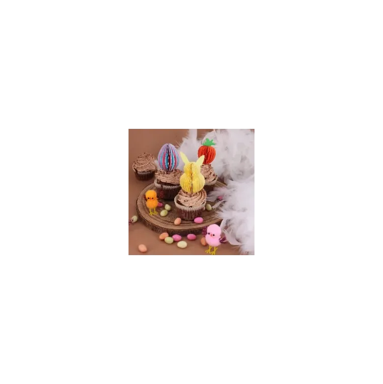 Décors à piquer en papier nid d'abeille, 3 décors thème Pâques