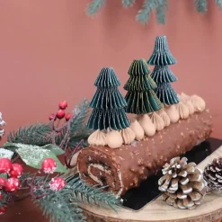 Décors à piquer en papier nid d'abeille, 3 sapins de Noël