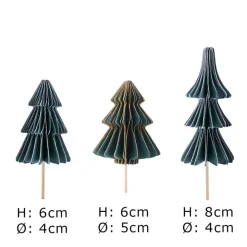 Décors à piquer en papier nid d'abeille, 3 sapins de Noël