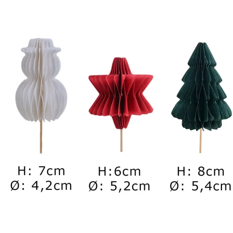 Décors à piquer en papier nid d'abeille, 3 décors thème noël