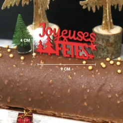 Décors sur pique "Joyeuses Fêtes" rouges (x2)