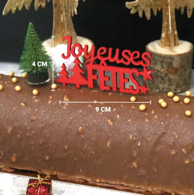 Décors sur pique "Joyeuses Fêtes" rouges (x2)