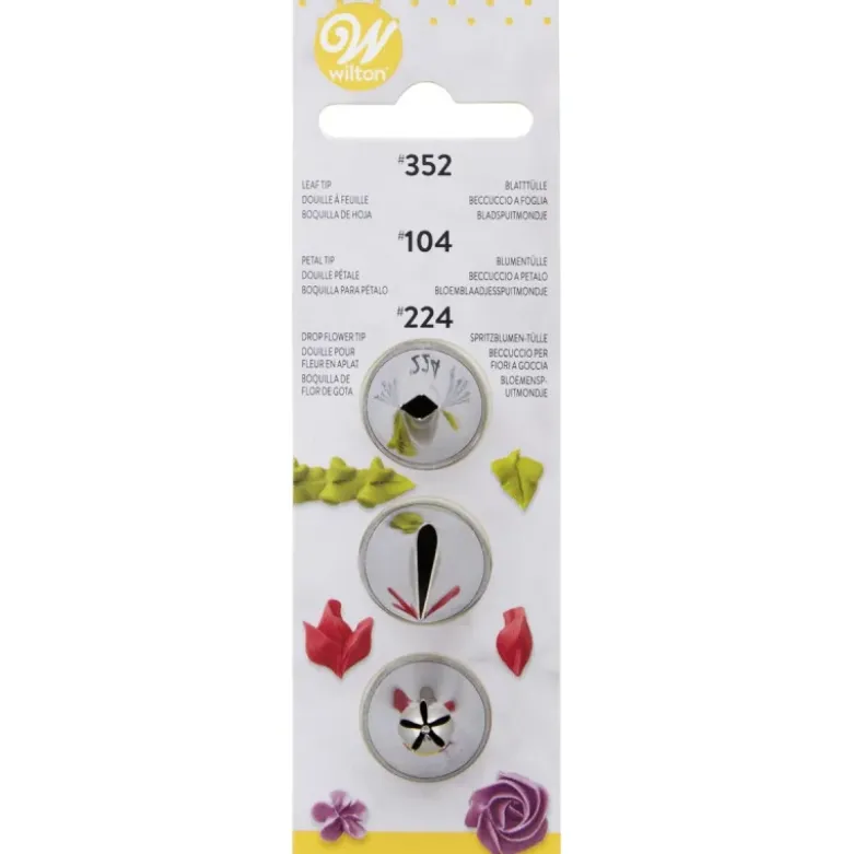 3 douilles à fleur et feuille Wilton