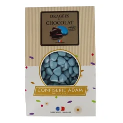 Dragées mini-cœurs chocolat bleu ciel 500g