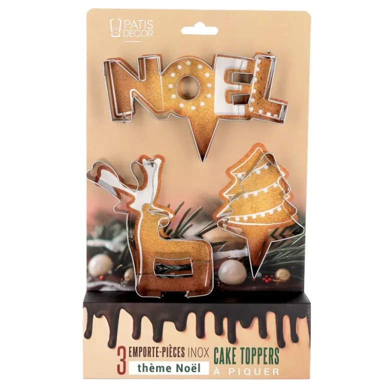 Emporte-pièces cake toppers thème Noël (lot de 3)