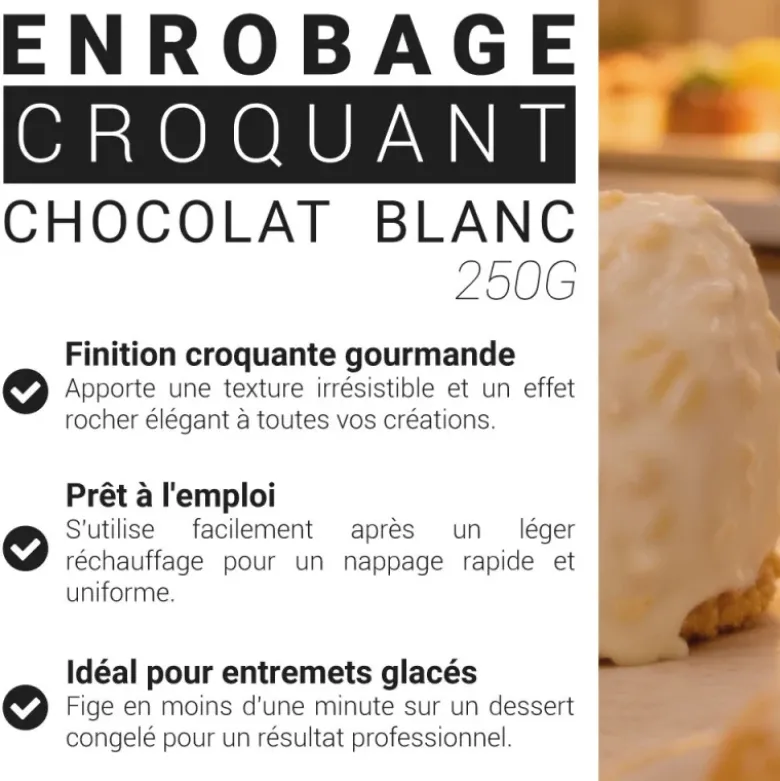 Enrobage croquant goût chocolat blanc - 250 g