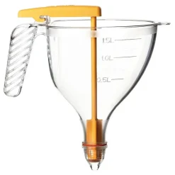entonnoir gradué à piston copolyester transparent avec support et 4 douilles - 1.5 L