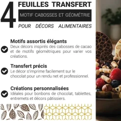 Feuilles transfert cabosses et géométrie assorties (x4)