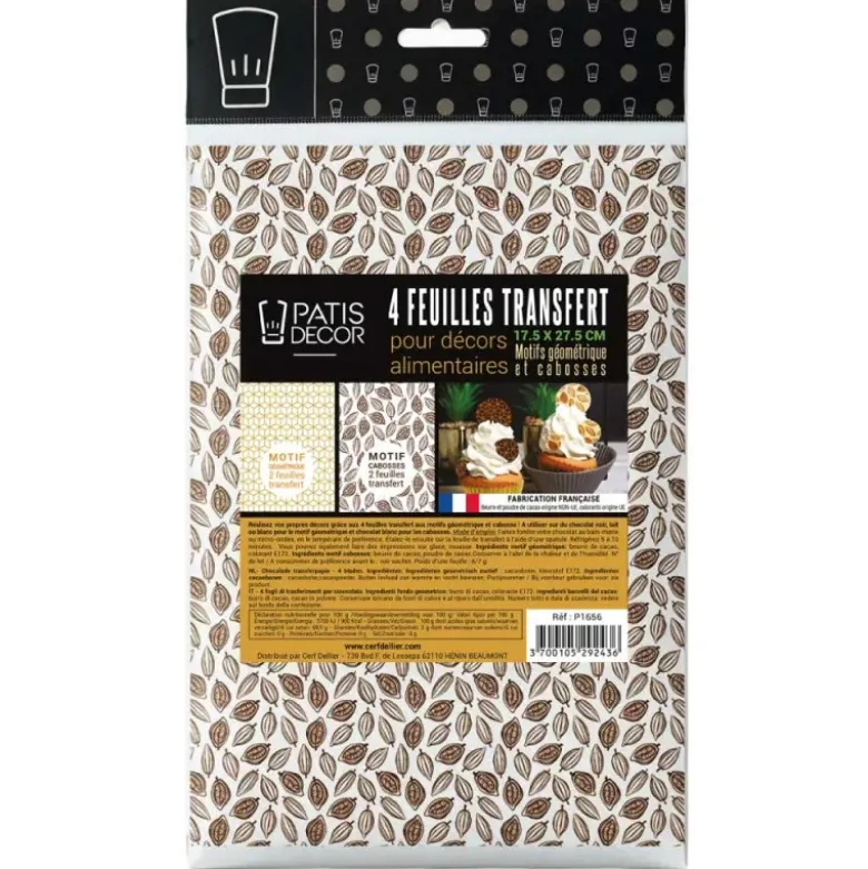 Feuilles transfert cabosses et géométrie assorties (x4)