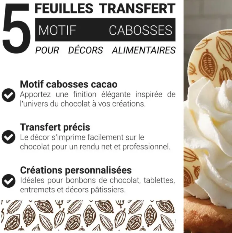 Feuilles transfert cabosses de cacao (x5)
