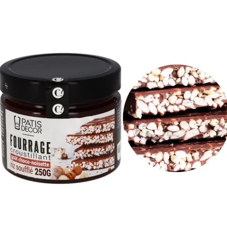 Fourrage croustillant chocolat noisette et riz soufflé - 250g