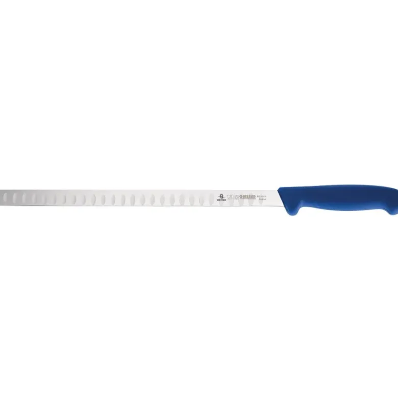 Giesser couteau à saumon alvéolé manche bleu 31 cm