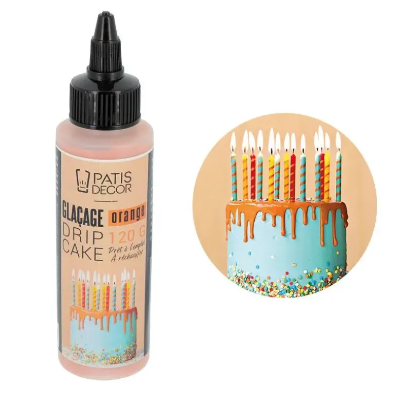 Glaçage pour drip cake orange 120 g - DDM 07/26