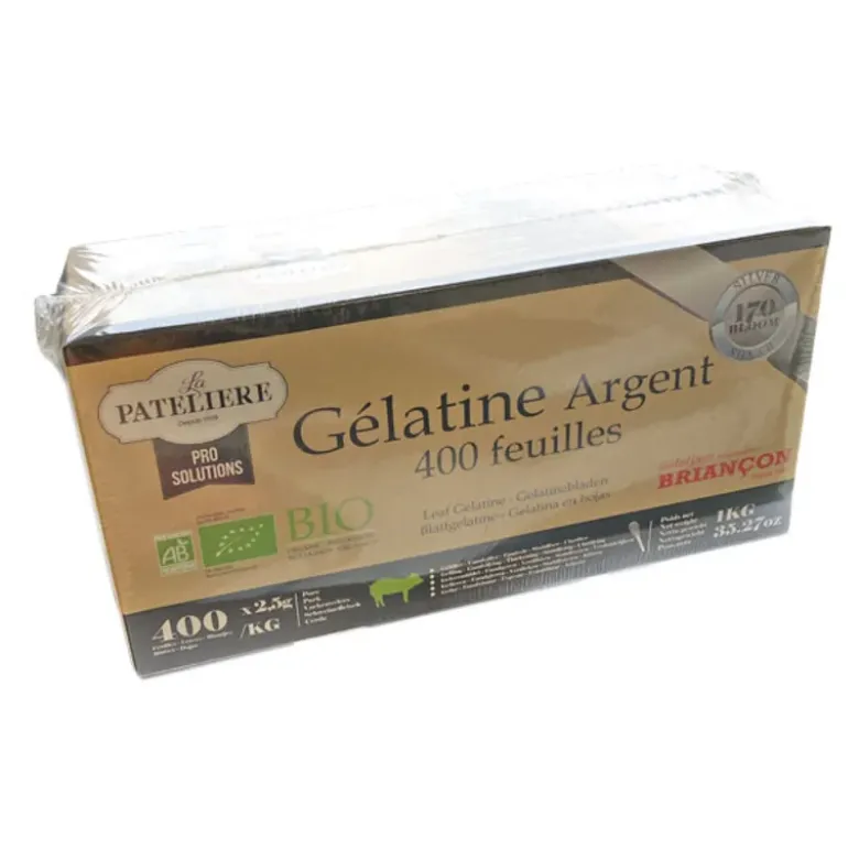 Gélatine porcine 400 feuilles bio Briançon 1 kg - DDM 03/26