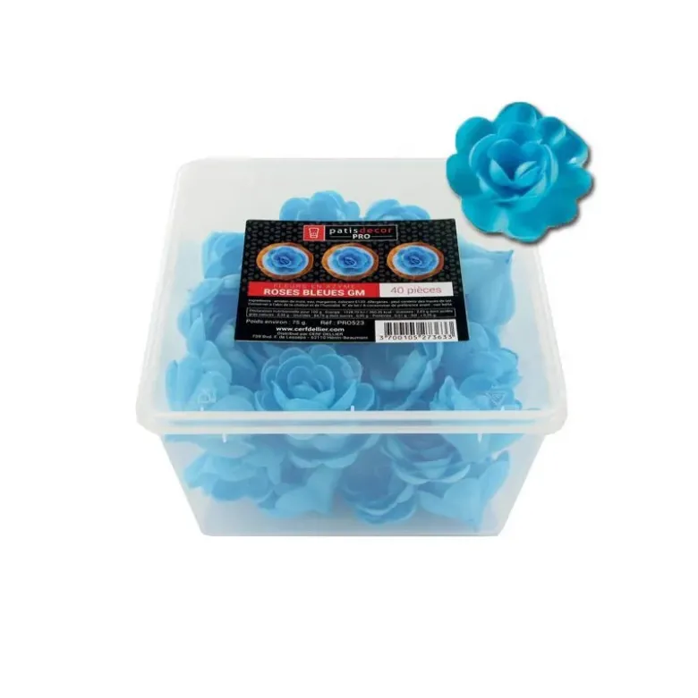 Grandes roses bleues en azyme (x40)