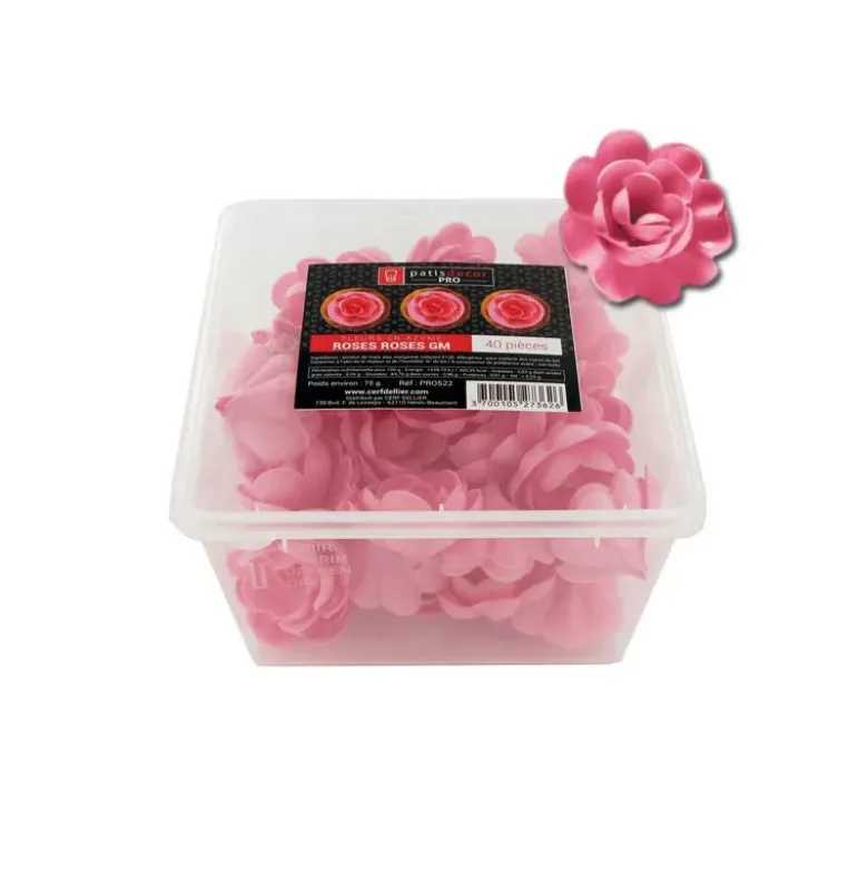 Grandes roses roses en azyme (x40)