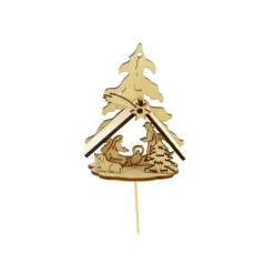 Kit crèche de Noël en bois sur pique