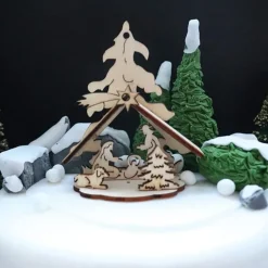 Kit crèche de Noël en bois sur pique
