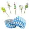 Kit déco cupcakes Pâques vichy bleu