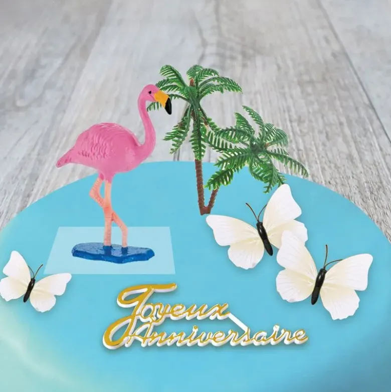 Kit décor Gâteau Flamant rose