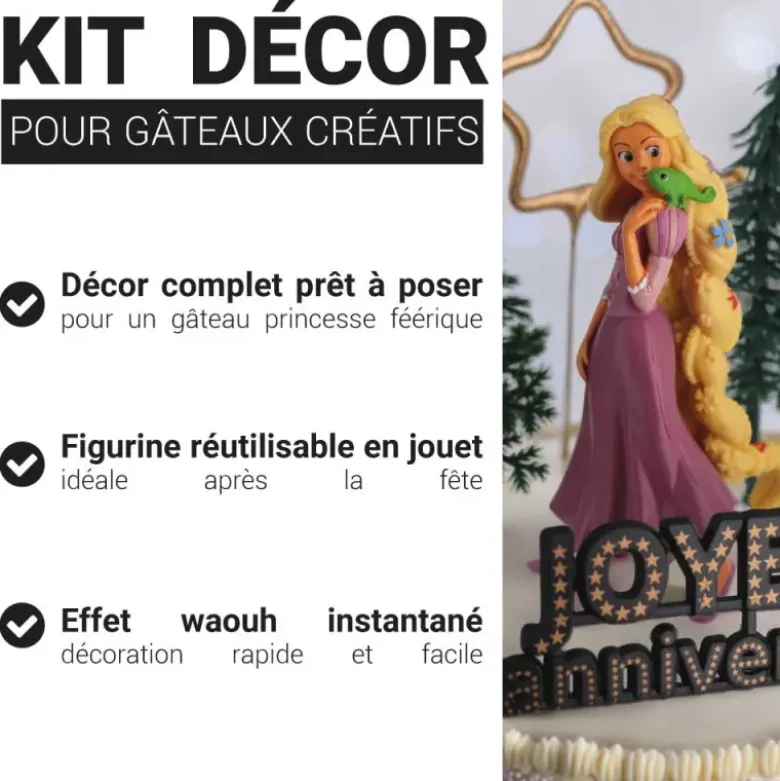 Kit décor gâteau Princesse aux longs cheveux