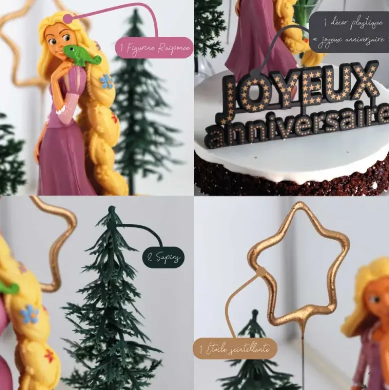 Kit décor gâteau Princesse aux longs cheveux