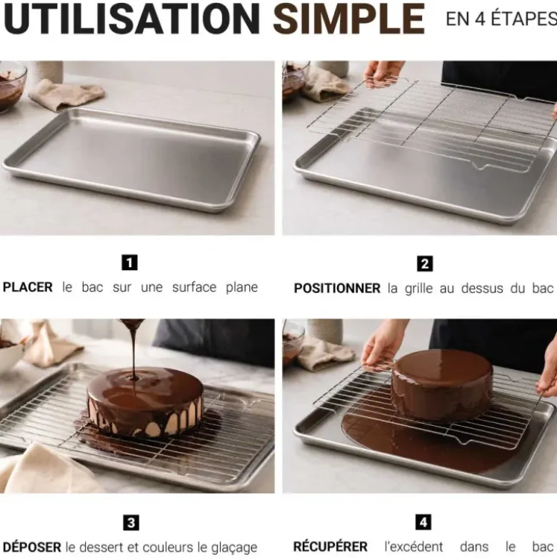 Kit de glaçage grille + bac 45 x 33 cm