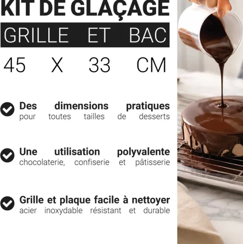 Kit de glaçage grille + bac 45 x 33 cm